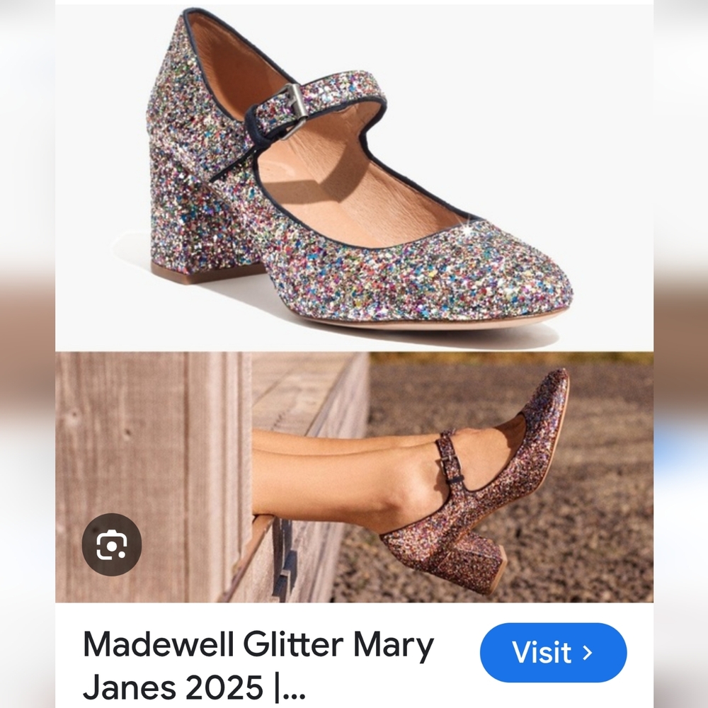 💖🔽Madewell Elegant Glitter Mary Jane Heels - Picture 2 of 9